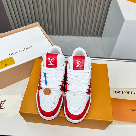 Louis Vuitton Red and White Calfskin Sneakers