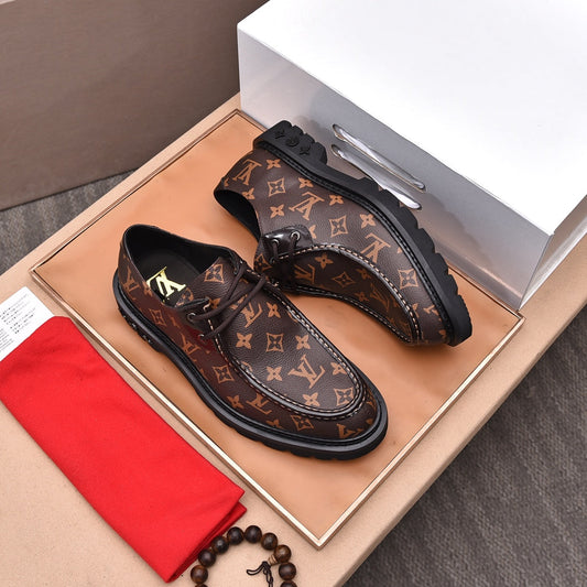 Louis Vuitton Monogram Brown Leather Derby Shoes
