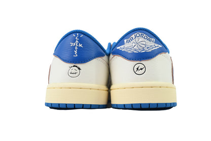 Fragment Design x Travis Scott x Air Jordan 1 Retro Low OG SP 'Sail Military Blue'