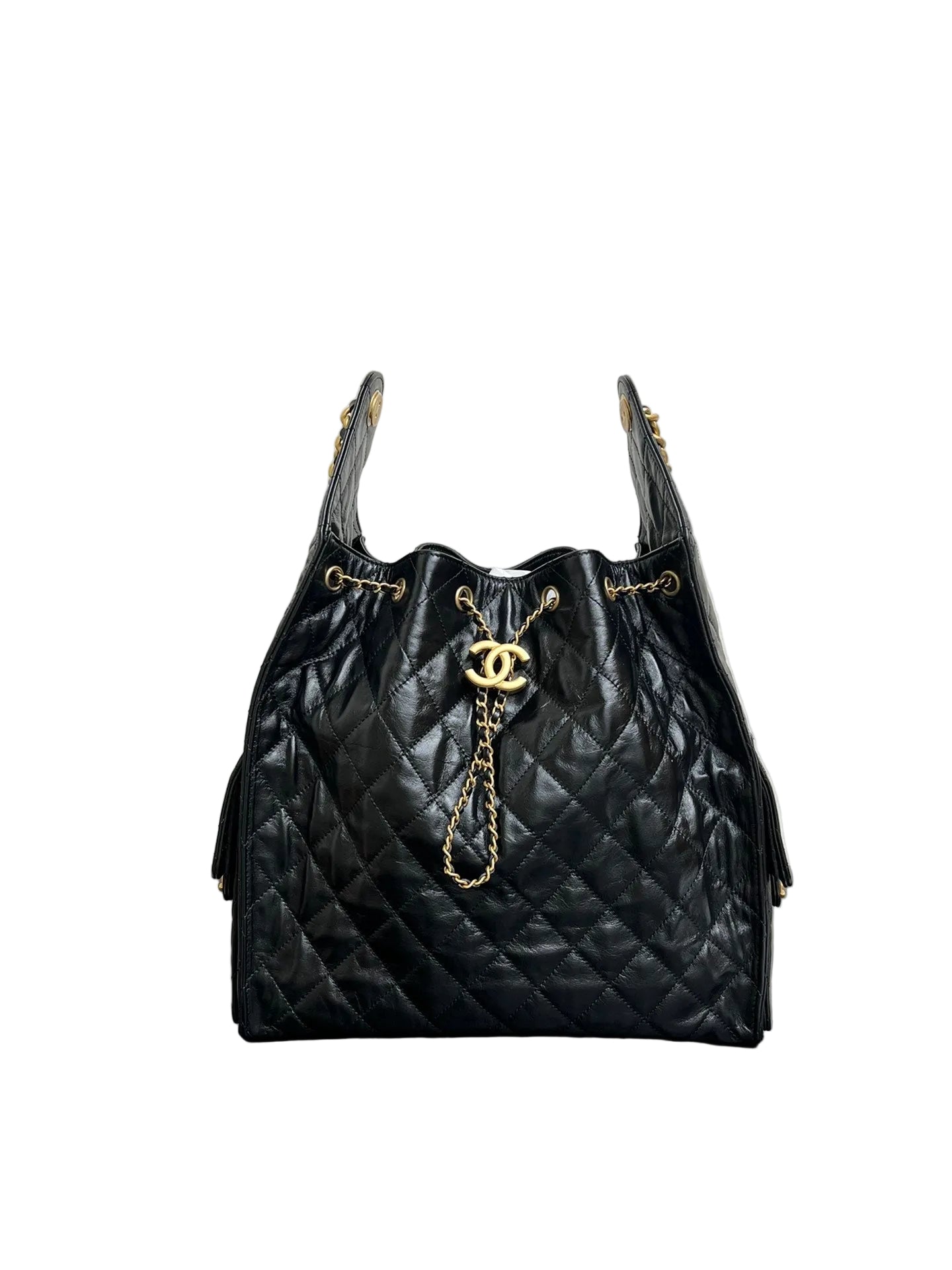 Chanel 25 Large Handbag, Grained Calfskin & Gold-Tone Black