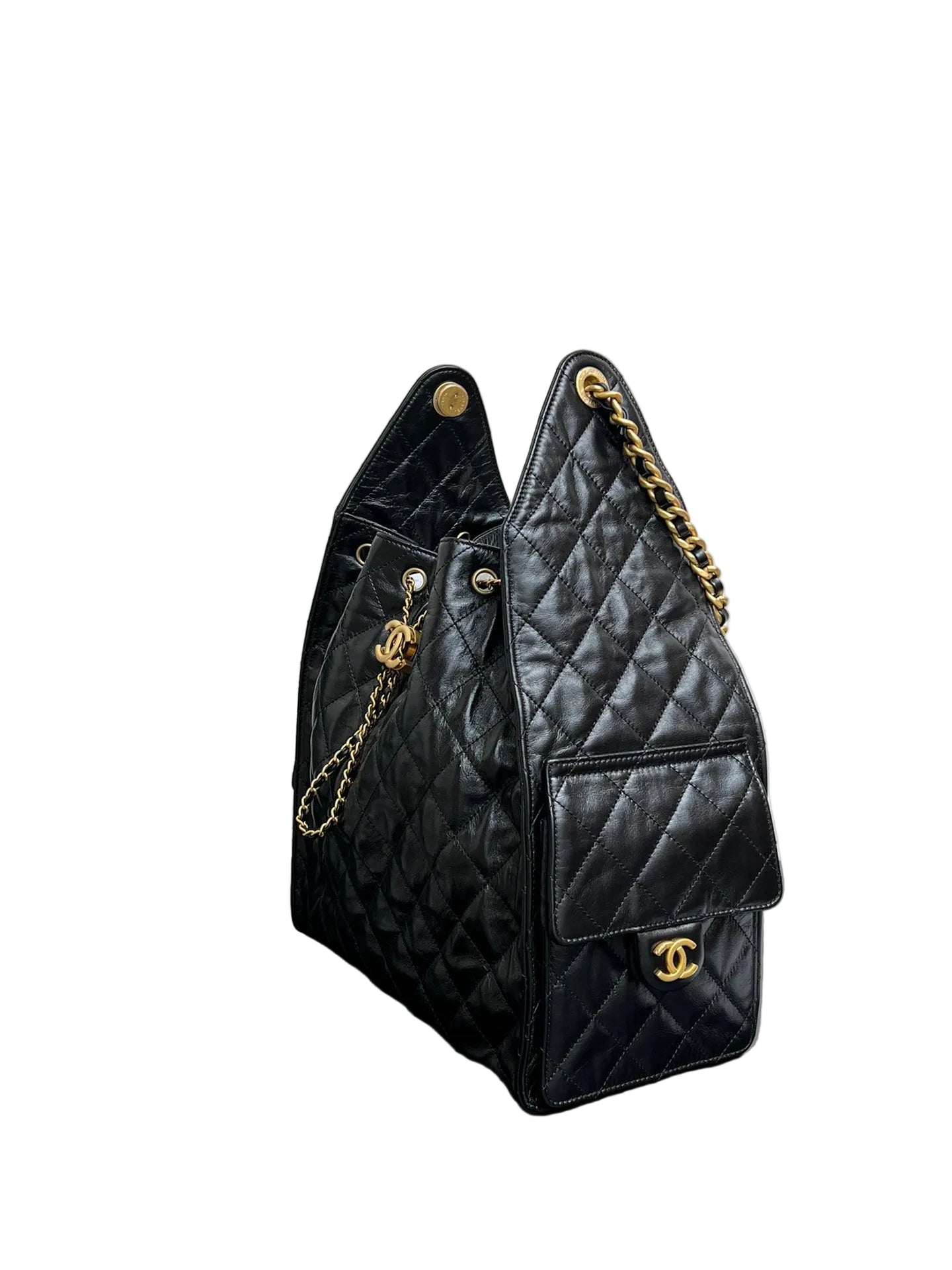 Chanel 25 Large Handbag, Grained Calfskin & Gold-Tone Black