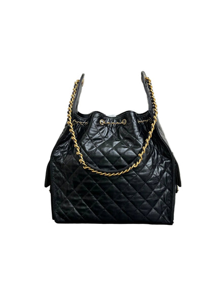 Chanel 25 Large Handbag, Grained Calfskin & Gold-Tone Black