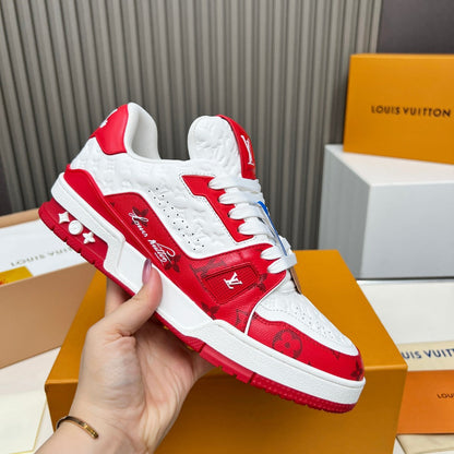 Louis Vuitton Red and White Calfskin Sneakers