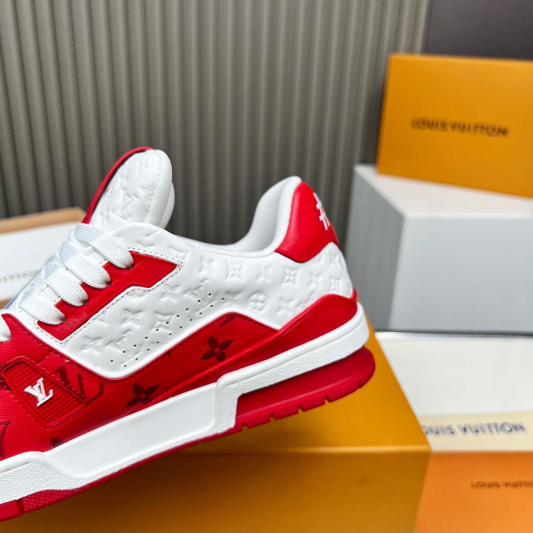 Louis Vuitton Red and White Calfskin Sneakers