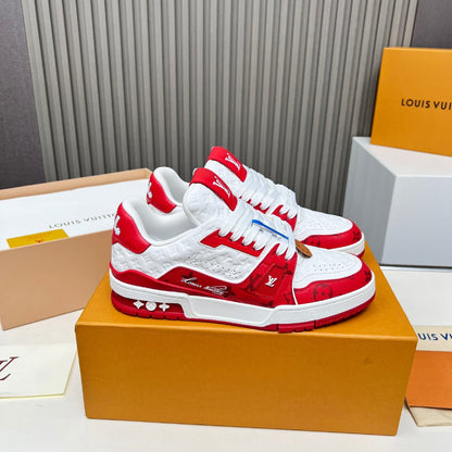 Louis Vuitton Red and White Calfskin Sneakers