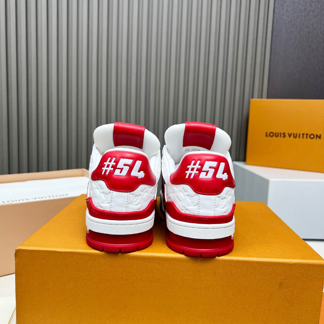 Louis Vuitton Red and White Calfskin Sneakers