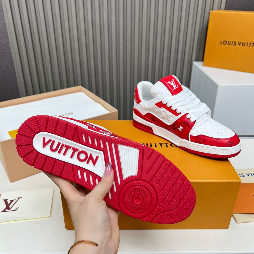 Louis Vuitton Red and White Calfskin Sneakers
