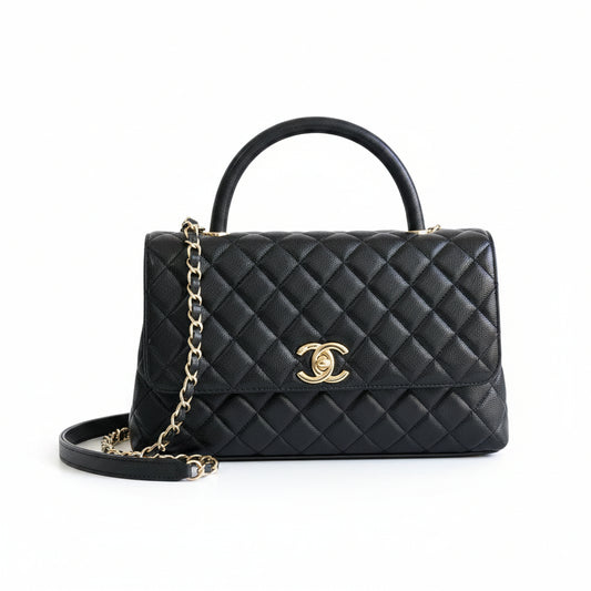 Chanel Flap bag With Top Handle, Lambskin, black — Fashion