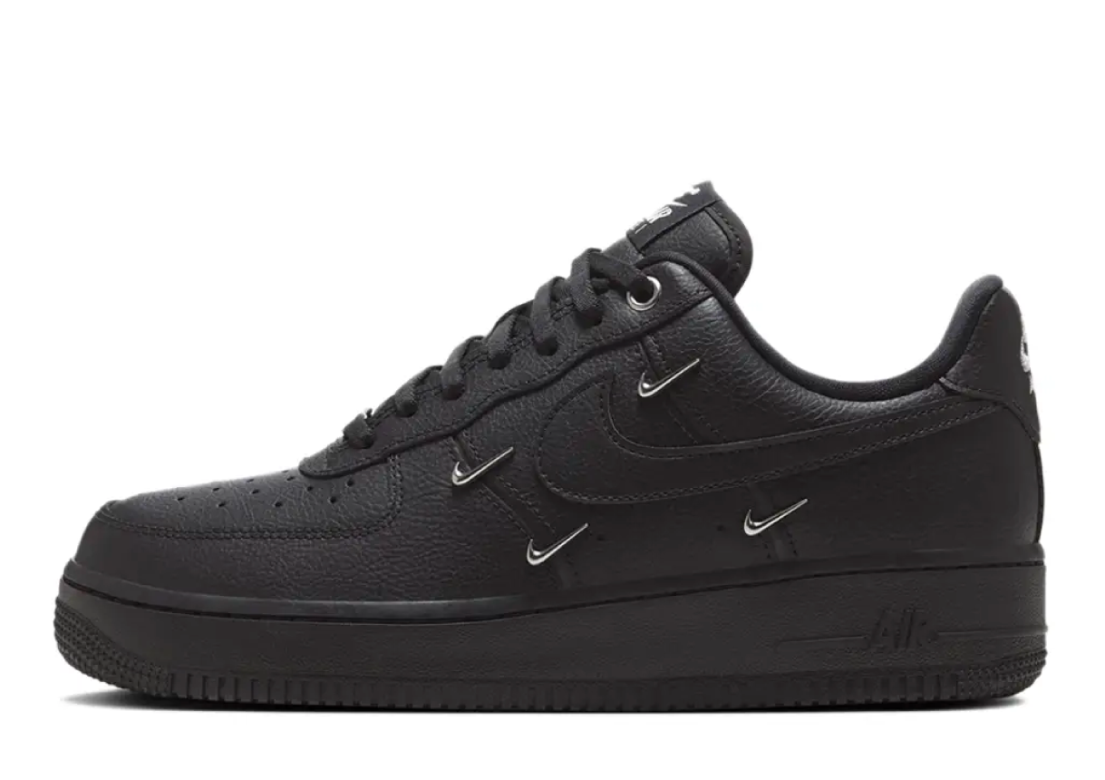 Nike Air Force 1 Low Black Silver Mini Swoosh