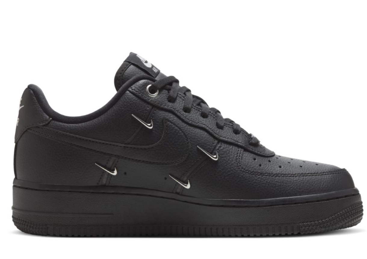 Nike Air Force 1 Low Black Silver Mini Swoosh