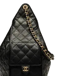 Chanel 25 Large Handbag, Grained Calfskin & Gold-Tone Black